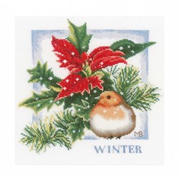 kit Point de croix Lanarte Rouge-gorge sous le houx