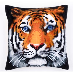 Coussin point de croix Vervaco Tigre aux yeux bleus