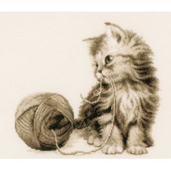 kit Point de croix Vervaco Le chaton et la pelote de laine