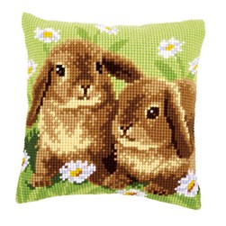 Coussin point de croix Vervaco Les oreilles des lapins