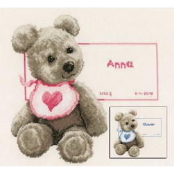 Broderie naissance Vervaco Le bavoir cœur de mon ourson
