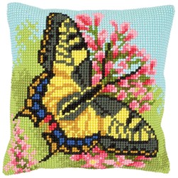 Coussin point de croix Vervaco Le papillon aurore jaune