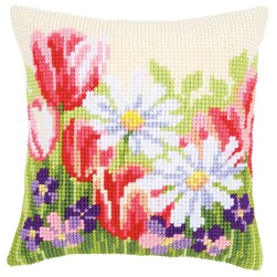 Coussin point de croix Vervaco Multi fleurs de printemps