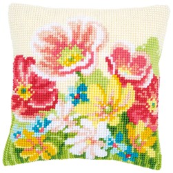 Coussin point de croix Vervaco Multi fleurs d'été