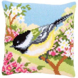 Coussin point de croix Vervaco La mésange du printemps