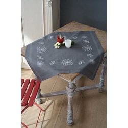 kit Nappe - Broderie Traditionnelle Vervaco Fleurs blanches kim