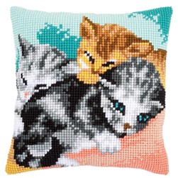 Coussin point de croix Vervaco Trois chats