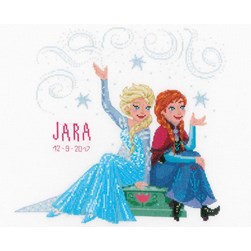 Broderie naissance Vervaco Anna et Elsa sur le banc - Disney