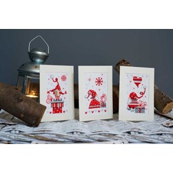 Cartes à broder Vervaco meilleurs voeux Noël lutins lot de 3