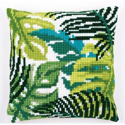 Coussin point de croix Vervaco Couleur feuilles exotiques
