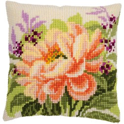 Coussin point de croix Vervaco Fleur de pêche