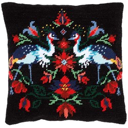 Coussin point de croix Vervaco Floklore floral et oiseaux