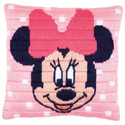 Coussin Point Lancé Vervaco Tête de Minnie pois blancs