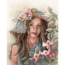 kit Point de croix Lanarte La fillette au chapeau