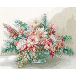 kit Point de croix Lanarte Bouquet élégance de fleurs