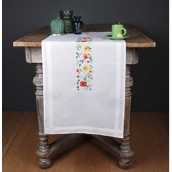 kit Chemin De Table - Broderie Point de Croix imprimée Vervaco Fleur d'equinoxe