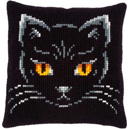 Coussin point de croix Vervaco Chat noir aux yeux d'ambre