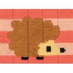 Kit Canevas Point Lancé Vervaco Hérisson fond rayé pêche