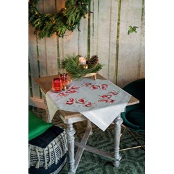 kit Nappe - Broderie Point de Croix imprimée Vervaco Gnomes de noël aux sports d'hiver