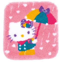 Tapis Point Noué Vervaco Kitty et son parapluie coloré