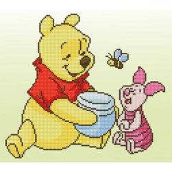 Broderie diamant Vervaco Le pot de miel pour WInnie et Porcinet
