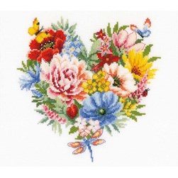 kit Point de croix Vervaco Un cœur tout en fleurs