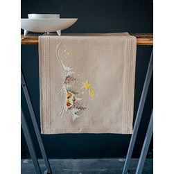 kit Chemin De Table - Broderie Point de Croix imprimée Vervaco Village hivernal