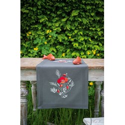 kit Chemin de Table - Broderie Traditionnelle Vervaco Pavots rouges