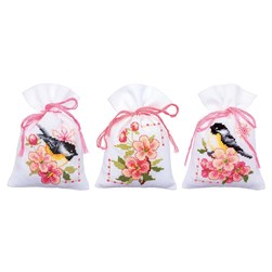Sachets senteur à broder Vervaco Mésanges et fleurs - lot de 3
