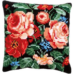 Coussin point de croix Vervaco Roses florales prestiges