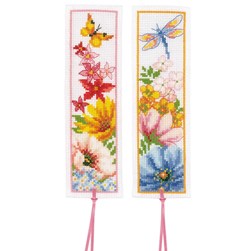 Marques pages à broder Vervaco Fleurs colorées - lot de 2