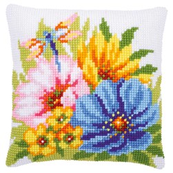 Coussin point de croix Vervaco Coeur de fleurs printannières