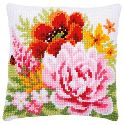 Coussin point de croix Vervaco Eclatantes fleurs printannières