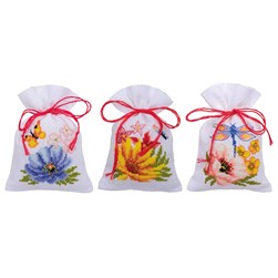 Sachets senteur à broder Vervaco Fleurs colorées  lot de 3