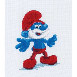 kit Point de croix Vervaco L'accueil de grand-Schtroumpf