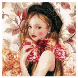 kit Point de croix Lanarte Fillette aux roses