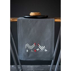 kit Chemin De Table - Broderie Point de Croix imprimée Vervaco Les cocottes