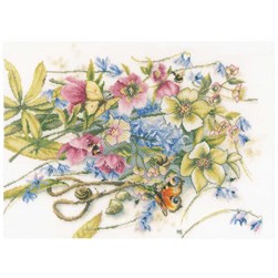 kit Point de croix Lanarte Les hellébores et papillons