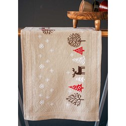 kit Chemin De Table - Broderie Point de Croix imprimée Vervaco Dans l'ambiance de noël