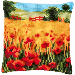 Coussin point de croix Vervaco Grand champ de coquelicots
