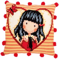 Coussin point de croix Vervaco Portrait coeur - Gorjuss