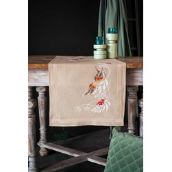 kit Nappe - Broderie Point de Croix imprimée Vervaco Les rouge-gorge d'hiver