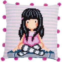 Coussin point de croix Vervaco Mon univers de fille - Gorjuss
