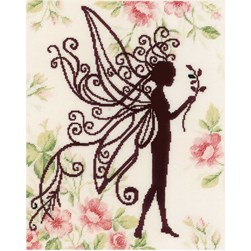 kit Point de croix Lanarte Silouhette de fée et fleurs