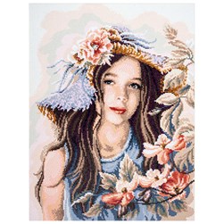 Broderie diamant Lanarte La fillette au magnolia