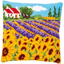 Coussin point de croix Vervaco Un champ de provence