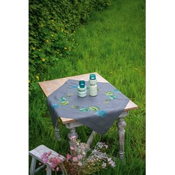 kit Nappe - Broderie Point de Croix imprimée Vervaco Grandes feuilles botaniques