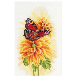 kit Point de croix Lanarte Papillon paon