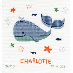 Broderie naissance Vervaco Vive la baleine