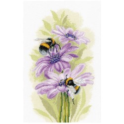 kit Point de croix Lanarte Bourdons sur fleurs